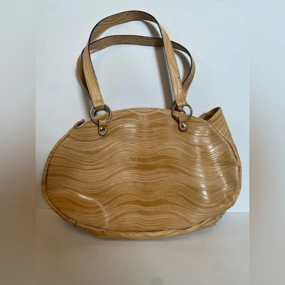 Abaco Paris Textured Tan Oval Shoulder Bag